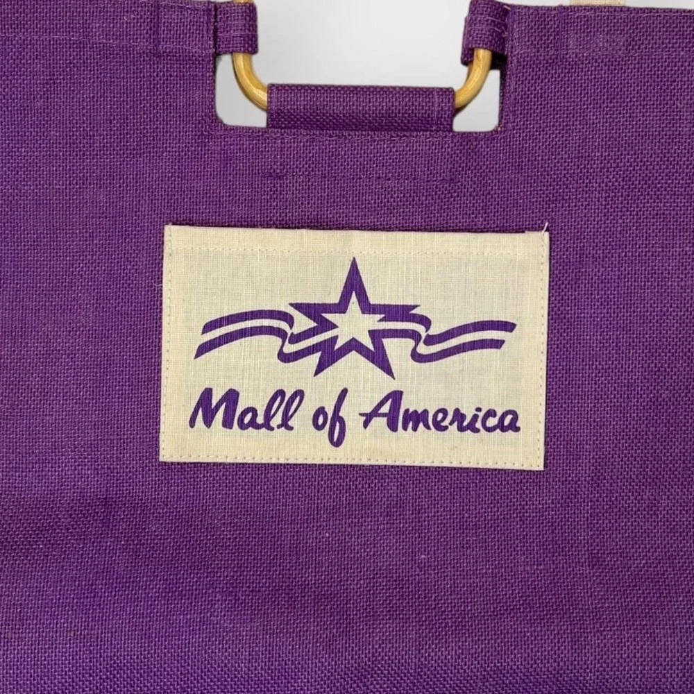 Purple Jute Shoulder Bag Wooden Handles - Mall of America‎